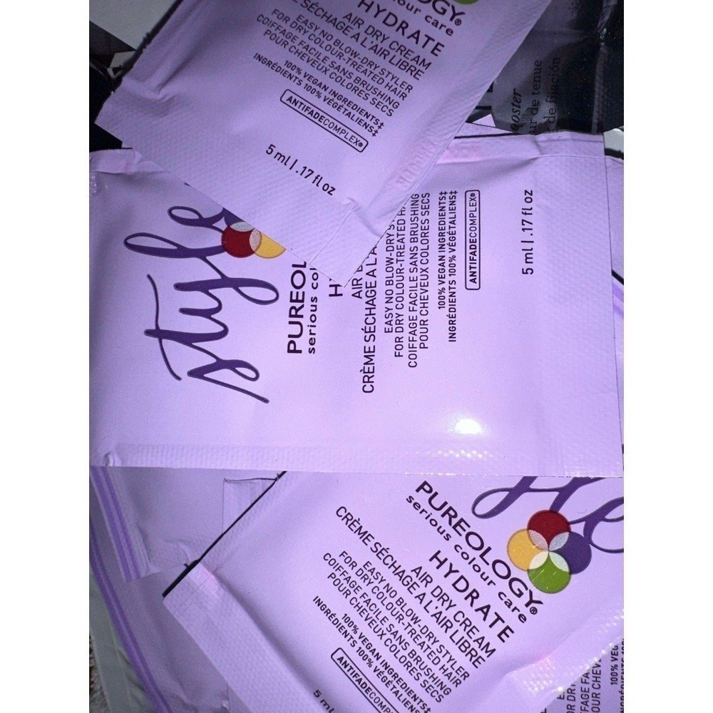 Pureology Hydrate Air Dry Cream 10 Travel Packets Vegan Antifade Hair Care